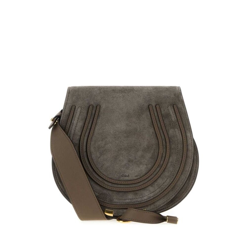 Chloe Women Dark Grey Suede Marcie Crossbody Bag